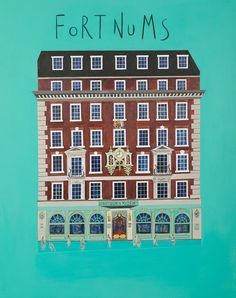 English Vibes, Tea Afternoon, London Illustration, London Tourist, London Painting, Architectural Illustration, London Art Print, Tudor Revival, Fortnum Mason