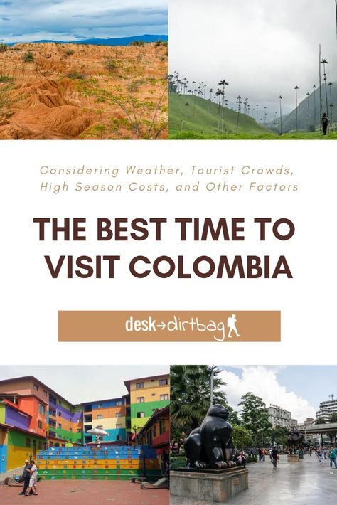 When is the "best" time to visit Colombia? There are a few important considerations you should make about weather, local tourist crowds, high season costs, and more... Check out this article before you book your flights! #colombia #southamerica #travel  Click to read: The Best Time to Visit Colombia: When to Go via http://www.desktodirtbag.com/ Best Places To Visit In Colombia, Hiking Coffee, Columbia South America, South America Travel Itinerary, Colombia Travel Guide, Travel Cambodia, Travel Colombia, America Trip, Dreamy Destinations