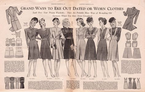 Make Do and Mend Projects: Intro Upcycling, 1940s Make Do And Mend, 1940s Crafts, Trad Fashion, Ww2 Fashion, Wwii Fashion, 1940s Hollywood, Historical Sewing, Fashion 1940s