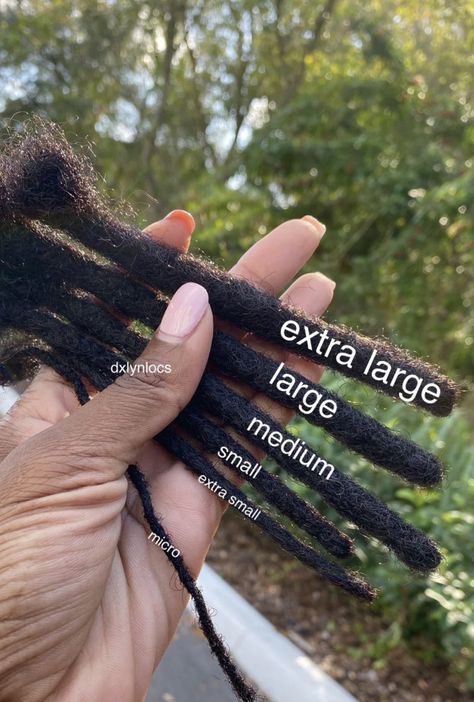 Loc For Men, Dreads With Middle Part, Loc Length Chart, Different Sized Locs, Loc Sizes Chart Black Women, Types Of Locks For Hair, Dreadlocks Straight Hair, Dreadlocks Sizes, Loc Parts Size