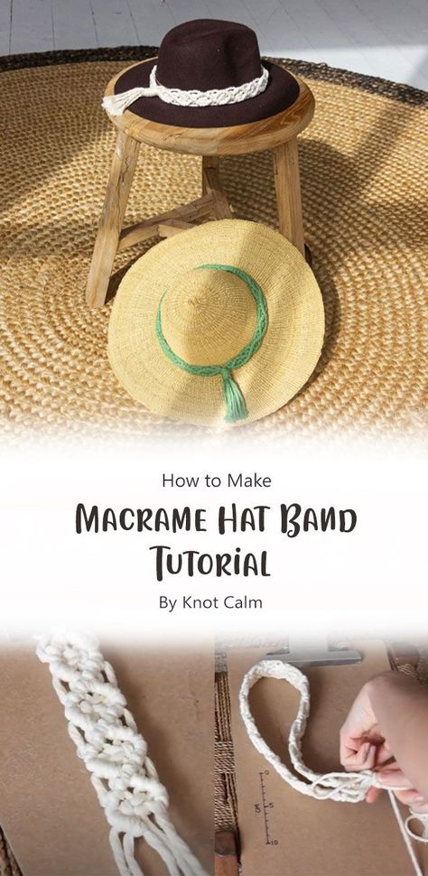 If you want to learn how to make macrame, then this is the place for you. In this video tutorial, Knot Calm will teach you how to use macrame techniques to create an elegant hat band out of ropes. Be sure to follow along as Knot Calm walks you through each step of the process. Macrame Hat Band, Diy Hat Hanger, Flamingo Keychain, Macrame Round, Macrame Hat, Macrame Headband, Macrame Angel, Macrame Heart, Keychain Macrame