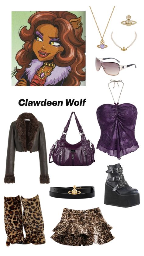 Series/Movie: Monster High Character: Clawdeen Wolf Cléo And Clawdeen Costume, Halloween Colors Outfit, Dracula And Clawdeen Halloween Costume, Mysterious Halloween Costumes, Clawdeen Halloween Outfit, Halloween Ideas 2024 Women, Howleen Wolf Costume, Gothic Characters Movies, Monsters High Characters