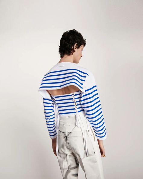 The Fleet Is in Town: See 33 Head-Turning Gaultier Couture Marinières | Vogue Gaultier Couture, Nautical Chic, Seeing 33, Nautical Outfits, Nautical Looks, Prep Style, Sailing Outfit, Fashion Project, Nautical Fashion