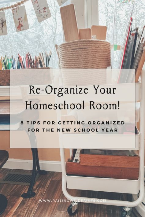 8 Tips for Re-Organizing Your Homeschool Room - Raising Wild Saints™ Homeschool Storage Ideas, Cozy Homeschool Room, Homeschool Organization For Small Spaces, Small Space Homeschool Room, Home School Organization, School Room Organization, Build Your Own Shelves, Homeschool Room Organization, Liturgical Seasons