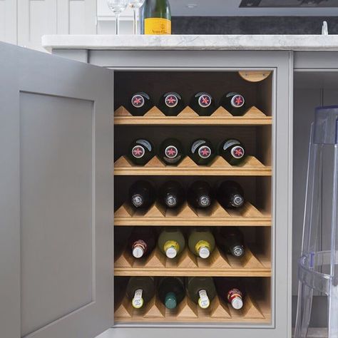 Get 'Party' ready!  #bespoke #kitchen #winestorage Alcohol Cupboard, Alcove Bookshelves, Roof Idea, Drinks Cupboard, Storage In Kitchen, Drinks Storage, Alcove Cupboards, Oak Interior, Drink Storage