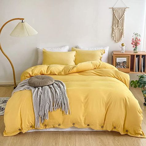 Yellow Duvet Cover, Yellow Comforter, Yellow Duvet, Orange Duvet Covers, Duvet Covers Yellow, Yellow Bedding, Lightweight Bedding, King Duvet Cover Sets, King Size Duvet