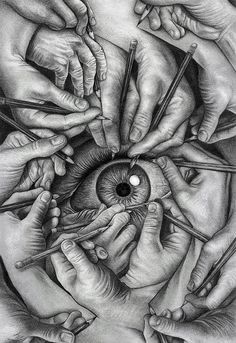 The next project is surrealism eyes. We will be drawing realistic (not cartoon) eyes in a fantasy like setting. Surrealism is when you add a dream like world in your illustration. Surrealism is more... Mc Escher Art, Escher Art, 3d Pencil Drawings, Realistic Eye Drawing, Mc Escher, 3d Drawings, Eye Art, Eye Drawing, An Eye