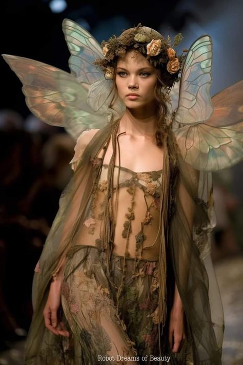 Woodland Sprite Costume, Fairy Queen Outfit, Moss Fairy Costume, Nymph Costumes, Midsummer Nights Dream Costume, Wood Nymph Costume, Earth Fairy Aesthetic, Forest Nymph Costume, Swamp Siren