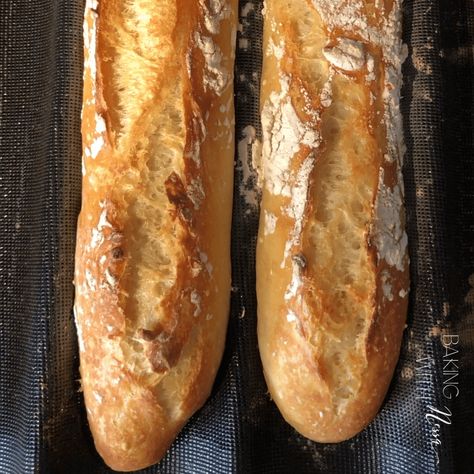 French Baguette (No Knead Method) - Baking with Nessa Italian Baguette Recipe, Quick Baguette Recipe, Homemade Baguette Recipe, Baguette Recipes, French Baguette Recipe, Beautiful Bread, Yeast Recipes, Baguette Recipe, French Bread Recipe