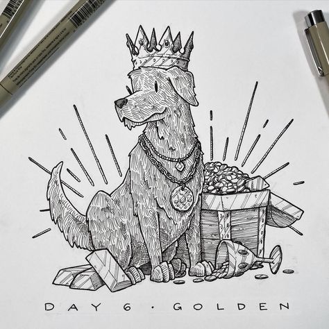 Day 6 • Golden Heir Bud • #inktober #inktober2023 #inktobergolden #inktober2023golden #inktoberday6golden #golden #inktoberday6 #inkartwork… | Instagram Inktober 2023, Ink Artwork, October 5, Day 6, The Heirs, Golden Retriever, On Instagram, Instagram, Art