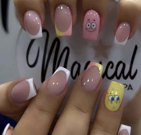 France Nails, Spongebob Nails, Disney Acrylic Nails, Patrick Nagel, Glow Nails, Acrylic Nails Coffin Short, Classy Nails, Dream Nails, Fancy Nails