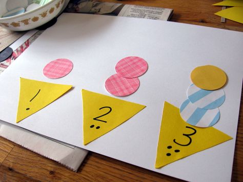 toddler math projects image | ice cream counting 1024x768 Hands on Math for Preschool: The Letter I Number 15 Preschool Craft, Numeral Recognition Preschool, Number 3 Art Preschool, Activity On Numbers, Number 3 Activities For Preschool Crafts, Number 3 Activities For Toddlers, Number 3 Crafts For Toddlers, Number 3 Crafts For Preschool, Number One Activities