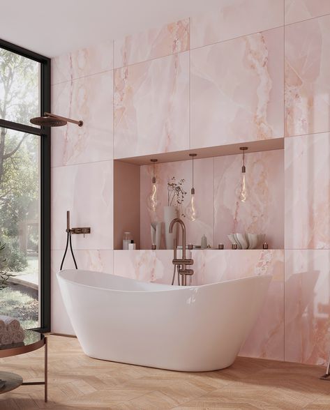 Ready to make a statement? 💕 Introducing Tile Club’s stunning Pink Tiles! Whether you’re loving the soft, matte blush or the glossy finish, these tiles add a touch of bold elegance to any room. Perfect for transforming your kitchen, bathroom, or an accent wall, pink is the new neutral that’s both chic and timeless. Your space deserves that next-level upgrade—go ahead, think pink! 🌸 Beige Bathroom Floor, Elegant Tile Flooring, Bathroom Flooring Options, Pink Tile Bathroom, Pink Bathroom Tiles, Bedroom Tile, Girly Bathroom, Purple Tile, Marble Tile Bathroom