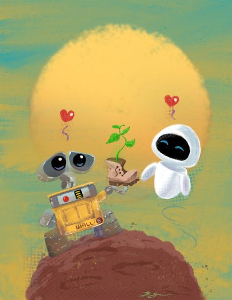 Walle Y Eva, Walle And Eva, Wall E Movie, Up Pixar, Wall E Eve, Images Disney, Disney Wall, Wall E, Pinturas Disney