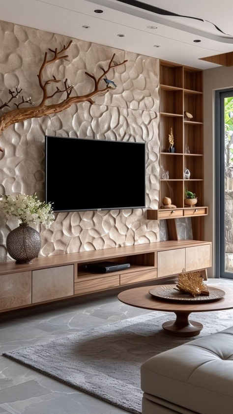 Give Your Modern TV Mount a Decor Makeover With These Ideas for 2024 Modern Luxury Tv Wall, Decorating Around A Tv, How To Decorate Around A Tv, Tv Wall Design Modern Luxury, Luxury Tv Wall, Hanging Tv On Wall, Decor Makeover, Modern Tv Unit Designs, Tv Unit Design Modern