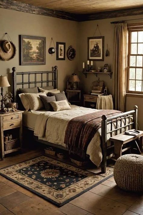 Colonial Room Decor, Moody Primitive Decor, Vintage Master Bedrooms Decor, Antique Bedroom Ideas Vintage, Antique Bedroom Ideas, Moody Neutrals, Primitive Bedroom Ideas, Vintage Bedroom Design, Appartement Decor