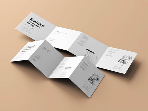 5 Free 4-Fold Accordion Brochure Mockup PSD Set - Good Mockups Accordion Fold Brochure, 4 Fold Brochure Design, Accordion Brochure, Folded Brochure, Brochure Mockup Free, Accordian Book, Accordion Book, Marketing Brochure, Brochure Mockup