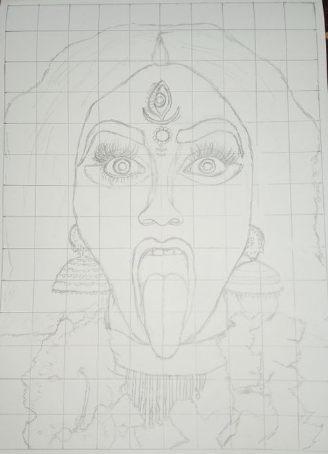 Kaali Maa Drawing, Maa Kali Drawing Sketch, Kali Maa Sketch, Maa Kali Sketch, Ardhnarishwar Sketch, Mahakali Drawing, Maa Drawing, God Drawings, Drawing Pencil Art