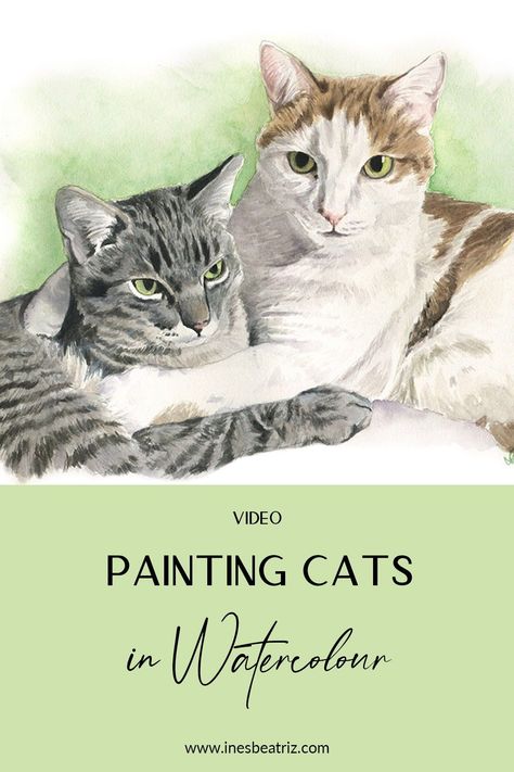 Painting Time Lapse, Painting Cats, Video Painting, Pet Portraiture, Learn Watercolor Painting, Cat Steps, Watercolor Video, Learn Watercolor, Watercolor Paintings For Beginners