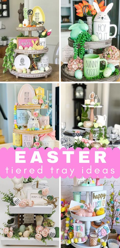 Tier Tray Ideas, Easter Inspiration Decor, Easter Food Crafts, Easter Tiered Tray, Tier Trays, Tiered Tray Diy, Tray Ideas, Easter Blessings, Easter Decorations Dollar Store