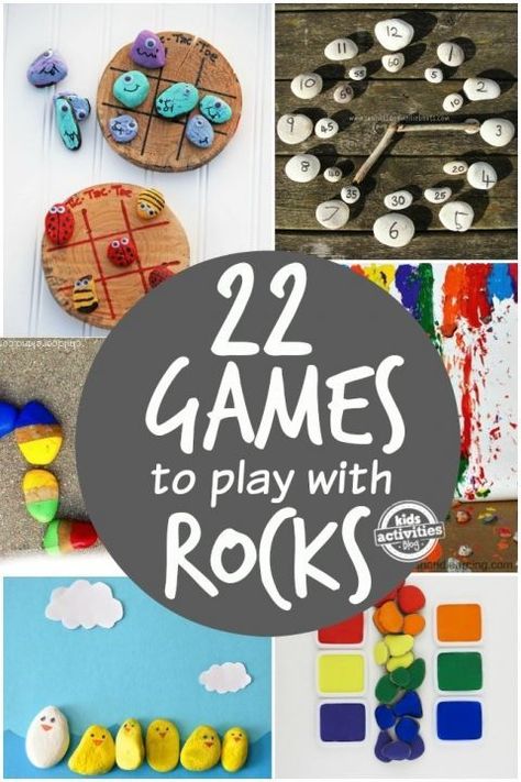 22 Fun, engaging games to play with rocks. So simple! Great for toddlers and preschoolers Rock Games, Story Stones, Games And Activities, Diy Games, Nature Crafts, Rock Crafts, Activity Games, Toddler Preschool, Kids Crafts