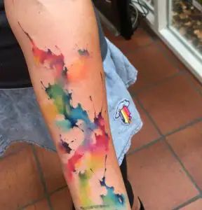 Paint Splatter Tattoo, Splatter Tattoo, Stripe Tattoo, Rainbow Tattoo, Finger Tattoos For Couples, Butterfly Tattoos On Arm, Red Heart Tattoos, Cuff Tattoo, Pride Tattoo