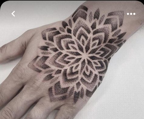 Half Mandala Flower Tattoo, Dot Work Hand Tattoo, Dot Mandala Tattoo, Dotwork Mandala Design, Dot Work Mandala Tattoo, Mandala Dotwork Tattoo Design, Stippling Mandala, Hand Mandala Tattoo, Knee Mandala