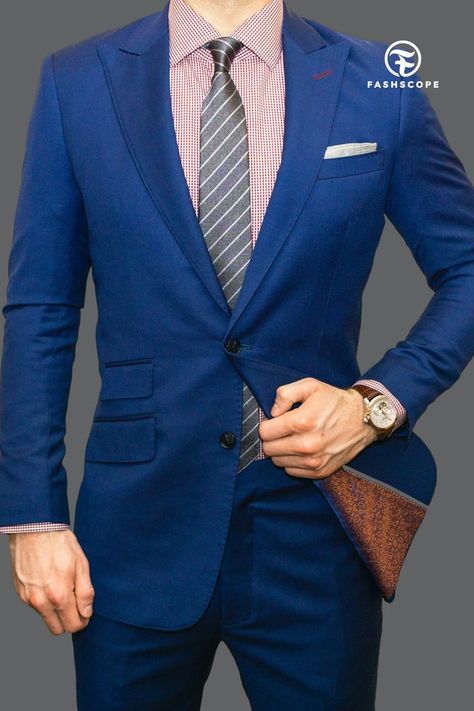 Well Dressed Men Casual, Suits For Men Stylish, Bright Blue Suit, Red Gingham Shirt, Every Man Should Own, Men's Outfit By Occasions, Urban Fashion Editorial, Street Style Fall, Genderless Fashion