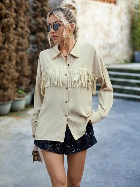 🌸 Spring into style with Buttoned Tassel Collared Neck Shirt from TRENDMELO! 🌸 Shop now at https://trendmelo.com/products/buttoned-tassel-collared-neck-shirt and embrace the latest spring trends on https://trendmelo.com . Explore and shop women's trendy clothing and fashion accessories today. #Trendmelo #SpringFashion #SpringStyle #SpringTrends #SpringOutfits #OOTD Simple Retro, Long Sleeved Shirt, Simple Shirts, Summer Fabrics, Draped Fabric, Western Style, Neck Shirt, Types Of Collars, Clothing Patterns