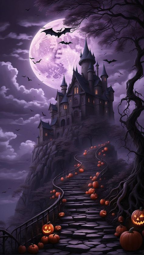 Haunted House Pictures, Castlevania Wallpaper, Happy Halloween Pictures, Halloween Wallpaper Iphone Backgrounds, Halloween Wallpaper Backgrounds, Creepy Houses, Haunted Castle, Gothic Wallpaper, Halloween Artwork