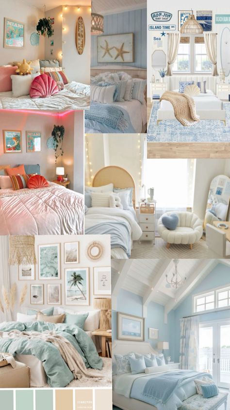 Santorini Bedroom, Coastal Room Decor, Ocean Room Decor, Beachy Room Decor, Beach Room Decor, Surf Room, Beachy Room, Coastal Room, Cute Bedroom Ideas