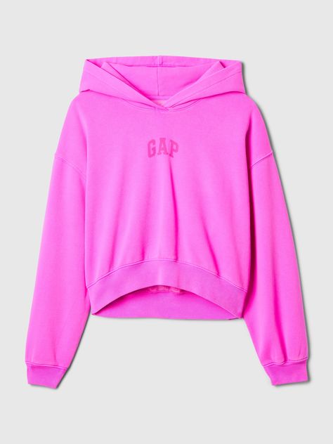 Arch Logo Cropped Hoodie | Gap Alfricedan Sweatshirt, Hot Pink Gap Hoodie, Cute Sweatshirts For School, Active Fall Outfits, Cheetah Print Hoodie, Cute Sweaters For School, Preppy Sweatshirt Outfit, Free People Hoodie, Cute Clothes Preppy