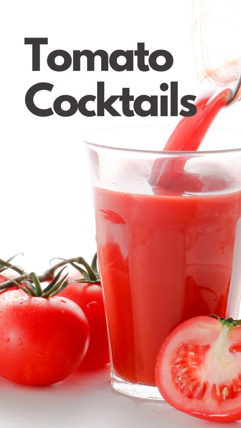 Tomato Cocktails Tomato Juice Uses, Tomato Cocktail, Mock Cocktails, Tomato Juice Recipes, Cucumber Cocktail, Champagne Cocktail, Alcohol Drinks, Juice Recipes, Sunny Afternoon