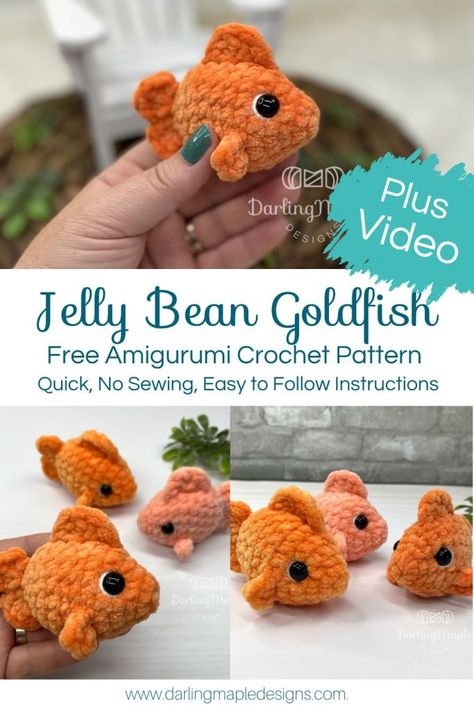 Crochet Animal Video Tutorials, Chunky Yarn Small Projects, Worry Pet Crochet Pattern, Free Crochet Pattern Jellyfish, Tiny Fish Crochet Pattern, Gold Fish Crochet Pattern Free, Ocean Animal Crochet Patterns, Beginner Crochet Animals Free Patterns, Crochet Mini Sea Creatures Free Patterns