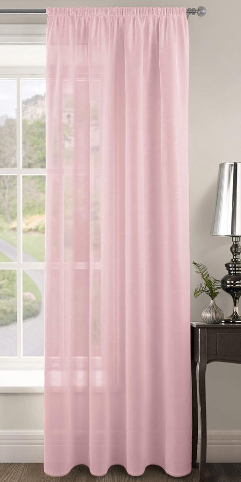 Intimates Riva Plain Woven Slot Top Voile Curtain Panel (Baby Pink, 59" W x 72" D): Amazon.co.uk: Kitchen & Home Pink Curtains Aesthetic, Curtains Patio Door, Pink Bedroom Curtains, Baby Pink Curtains, Curtain Styles Ideas, Curtains Styles Ideas, Curtains Patio, French Country Curtains, Patio Door Curtains