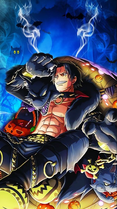 One Piece Wallpaper | Portgas D. Ace | Fire Fist Ace | Halloween | Treasure Cruise Halloween Ace One Piece, One Piece Ace Wallpaper, One Piece Wallpaper, Ace Sabo Luffy, One Piece Cartoon, Portgas D Ace, One Piece Wallpaper Iphone, Anime Halloween, One Piece Ace