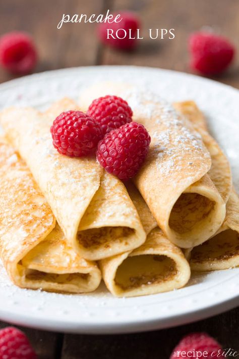 Pancake Roll Ups Pancake Roll, Banana French Toast, Cottage Cheese Pancakes, Roll Ups Recipes, Cheese Pancakes, Cheese Tasting, What's For Breakfast, Breakfast Pancakes, Roll Ups