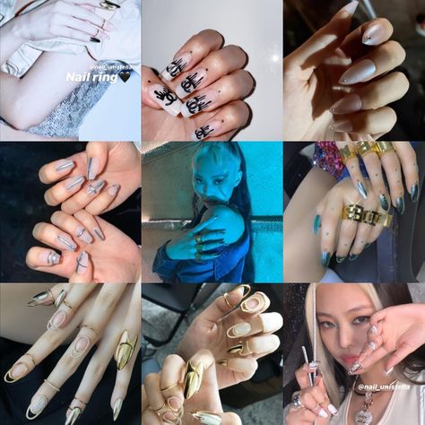 Blackpink Jennie Nails, Jennie Blackpink Nails, Jennie Kim Nails, Blackpink Nails Designs, Jennie Nails, Blackpink Nails, Lisa Nails, Nail Unistella, Idol Nails