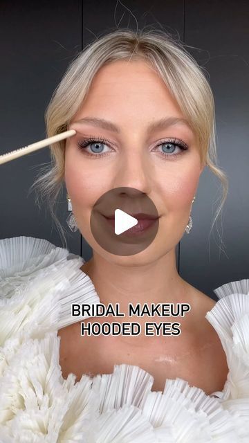 Makeup For Brown Eyes Pale Skin, Bridal Makeup For Hooded Eyes Blue, Photoshoot Makeup Hooded Eyes, Big Eyes Bridal Makeup, Wedding Eyeshadow For Hooded Eyes, Wedding Makeup For Brown Eyes Hooded Eye, Makeup For Wedding Blue Eyes, Wedding Makeup Natural Hooded Eyes, Wedding Makeup Hooded Eye