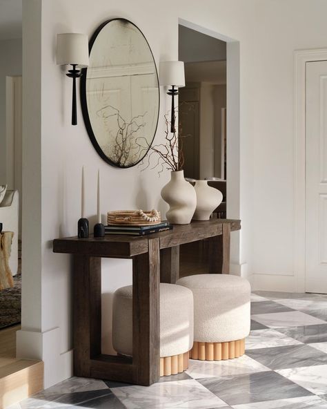 Arhaus Entryway, Organic Modern Entryway, Unique Console Table, Silver Living Room, 2024 Party, Unique Interiors, The Citizenry, Entryway Table Decor, Modern Entryway