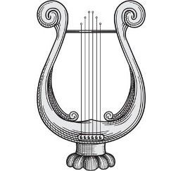 Lyre Greek Harp Tattoo, Greek Lyre Aesthetic, Lyre Tattoo Apollo, Lyre Tattoo Achilles, Lyre Drawing, Lyre Tattoo, Lyre Instrument, Shakespeare Tattoo, Apollo Tattoo