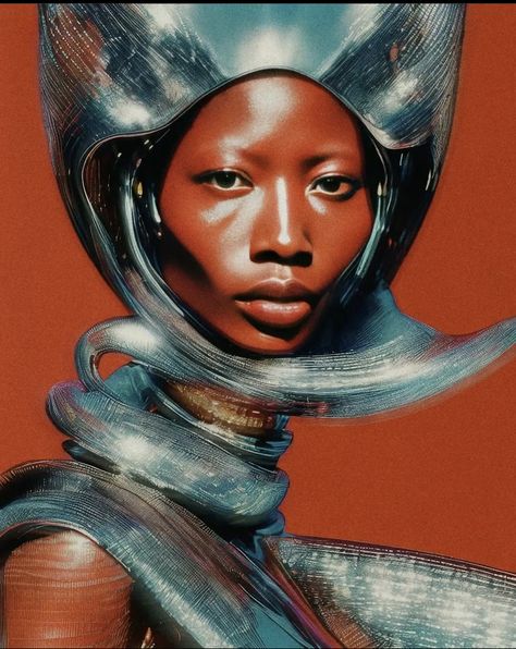 Afro Futurism Fashion, Afrofuturism Fashion, Retro Futurism Fashion, Tekken Girls, Futurism Fashion, Afrofuturism Art, Futurism Art, Photoshoot Concept, Mystical Creatures