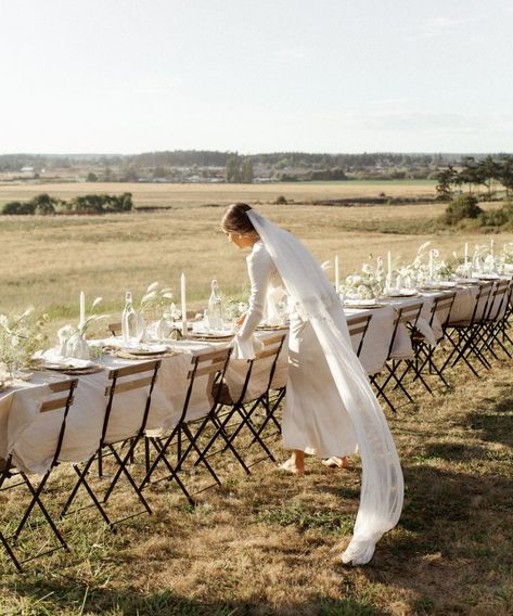 A Jenni Kayne Wedding: Inside Our Creative Director’s Dreamlike Island Nuptials | Living | Rip & Tan Candles Instead Of Flowers Wedding Ideas, Romantic Wedding Tablescape, Table Scapes Wedding, Field Wedding Ceremony, Minimal Wedding Table Decor, Simple Wedding Table, Minimal Bride, Spring Editorial, Tall Candles