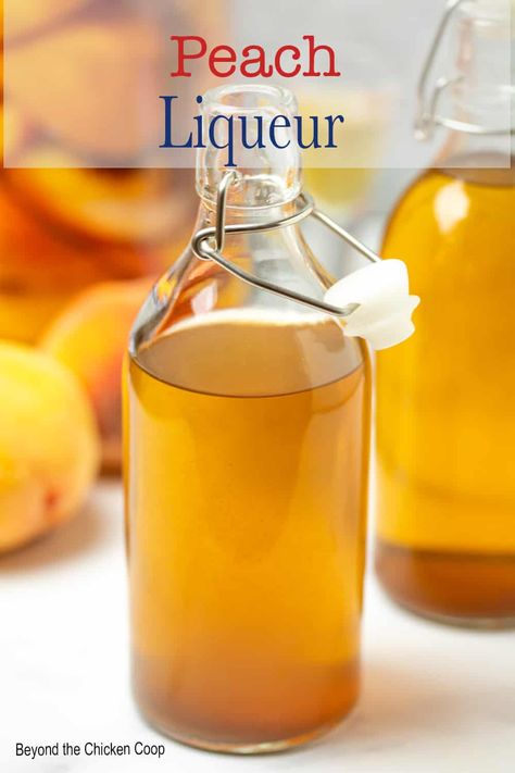 Peach Liqueur Peach Liqueur Recipe, Homemade Liqueur Recipes, Homemade Kahlua, Orange Liquor, Homemade Alcohol, Homemade Liquor, Liquor Recipes, Moonshine Recipes, Orange Liqueur