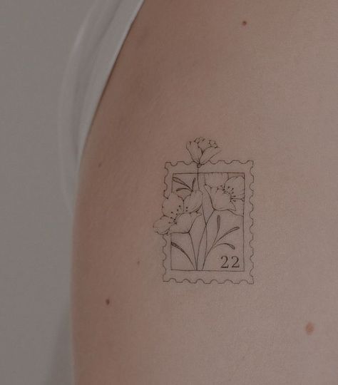 Crested Crane Tattoo, Alabama State Flower Tattoo, Law School Tattoo Ideas, Womens Small Arm Tattoos, California Poppy Stamp Tattoo, Small Picture Frame Tattoo, Western Red Lily Tattoo, Post Stamp Flower Tattoo, Dainty Tattoos Aesthetic