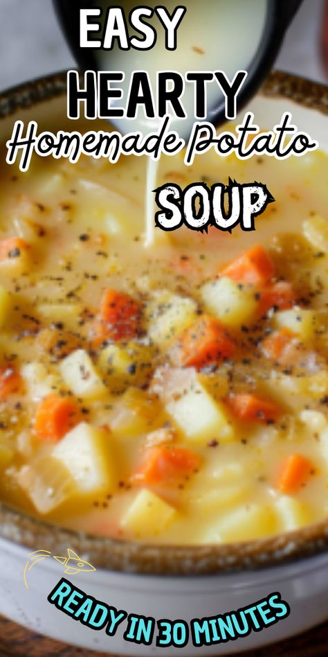 Easy Hearty Homemade Potato Soup Easiest Potato Soup Ever, Broth Based Potato Soup, Best Homemade Potato Soup, Potato Soup Recipes Easy Stove Top, Simple Potato Soup Recipe, Potato Soup Recipe Stovetop, Potato Soup Recipes Homemade, Easy Potato Soup Stovetop, Stove Top Potato Soup