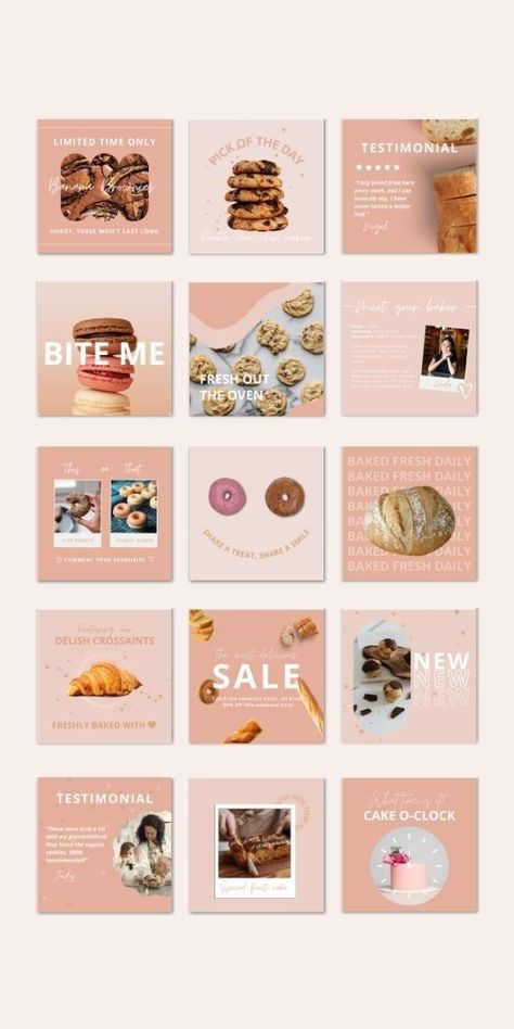 Donut Instagram Post, Food Business Instagram Feed Layout, Cookie Business Instagram Feed, Cafe Ig Feed, Bakery Marketing Ideas Social Media, Pink Social Media Aesthetic, Cookie Social Media Post, Cookie Instagram Post, Cookies Instagram Post