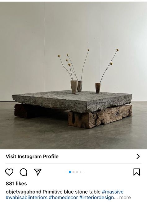 Concrete And Wood Furniture, Axel Vervoordt Interiors Wabi Sabi, Wabi Sabi Table, Wabi Sabi Furniture, Meja Sofa, Wabi Sabi Coffee Table, Concrete Countertops White Cabinets, Concrete Countertops Kitchen Diy, Concrete Countertops Bathroom