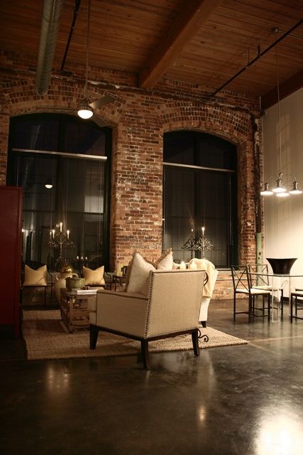 brick wall, windows.... Oh I can see myself living in a downtown loft or warehouse with concrete floors and exposed. brick a must.