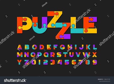 Puzzle font, colorful jigsaw puzzle alphabet letters and numbers, vector illustration #Ad , #Affiliate, #jigsaw#puzzle#colorful#Puzzle Logo Puzzle Design, Jigsaw Illustration, Puzzle Logo Design, Puzzle Graphic Design, Puzzle Alphabet, Puzzle Illustration, Letter Logotype, Puzzle Graphic, Puzzle Logo